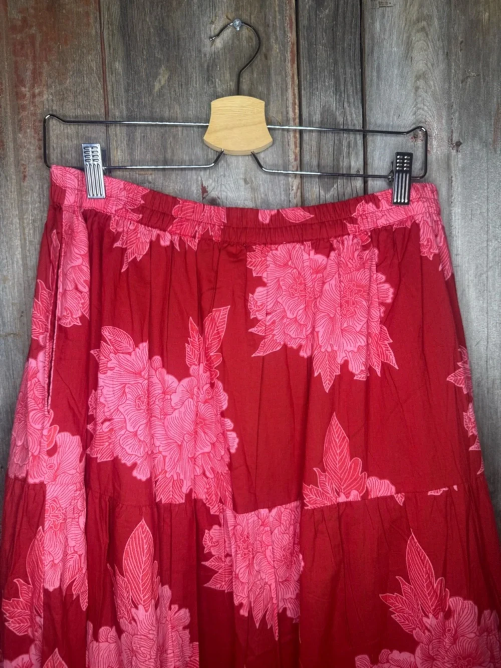 NWT Mille Anthropologie Paola Ruffle Maxi Skirt in Red Floral size Small - Picture 7 of 13